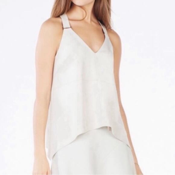 BCBG MAXAZRIA Cream Charlotte Faux Suede Strappy Tank Top Women’s - Picture 13 of 13